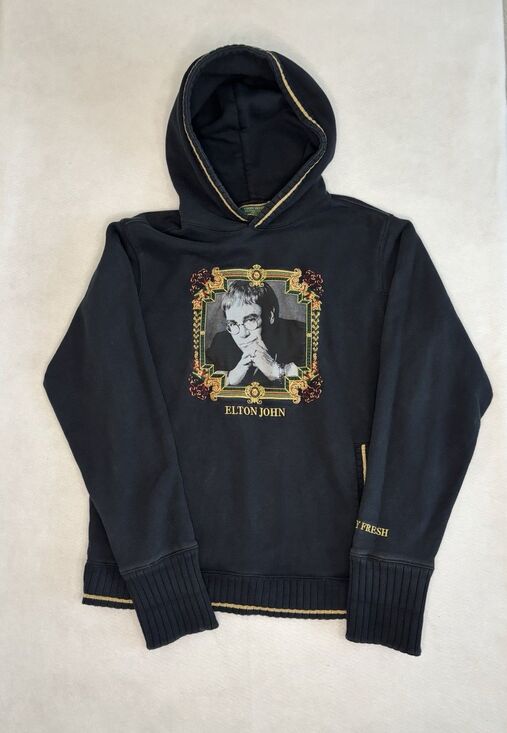 Teddy Fresh Other - Teddy Fresh x Elton John Baroque Portrait Hoodie Black/Gold - Men's M - RARE